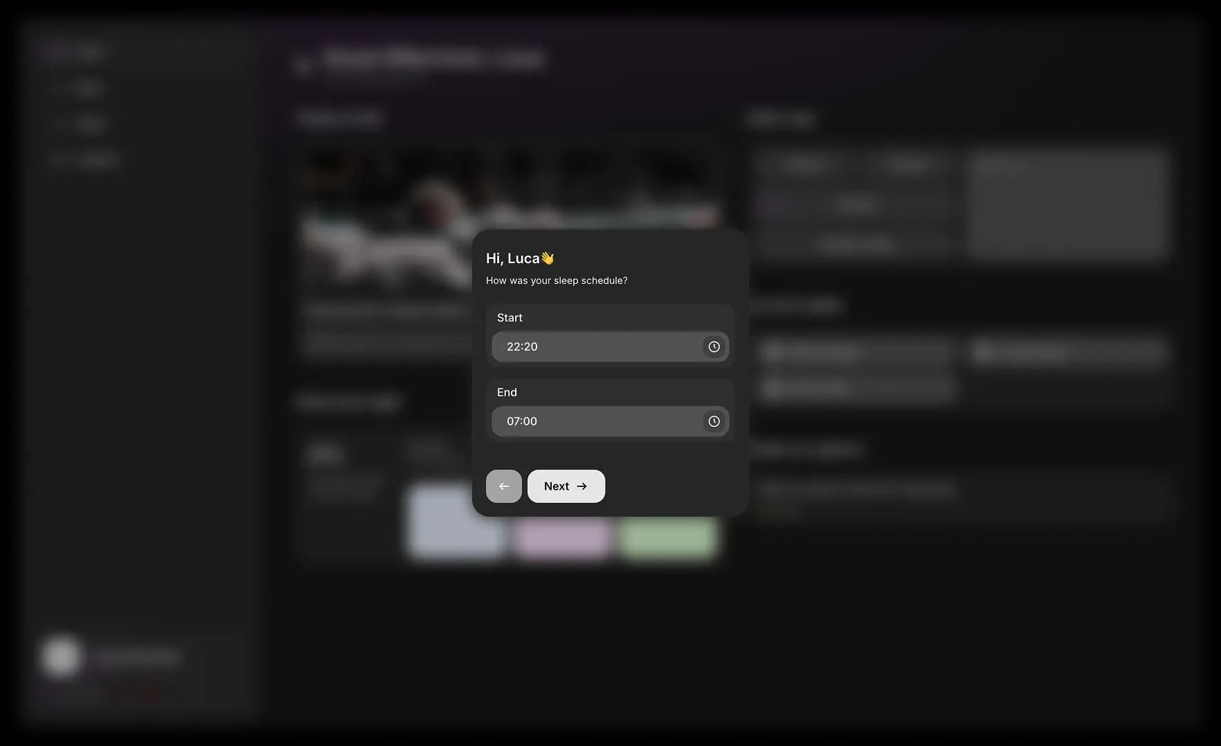 nite onboarding sleep log